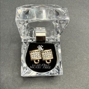 Gold Plated Pad Lock Stud Earrings